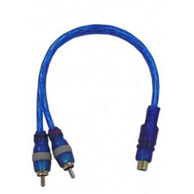 RCA Y Cable 1FT – 1 Female to 2 Male Splitter, High-Quality Audio Cable (Blue)