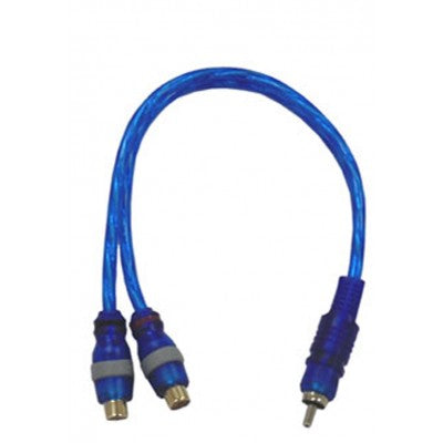 RCA Y Cable 1FT – 1 Male to 2 Female Splitter, High-Quality Audio Adapter (Blue)