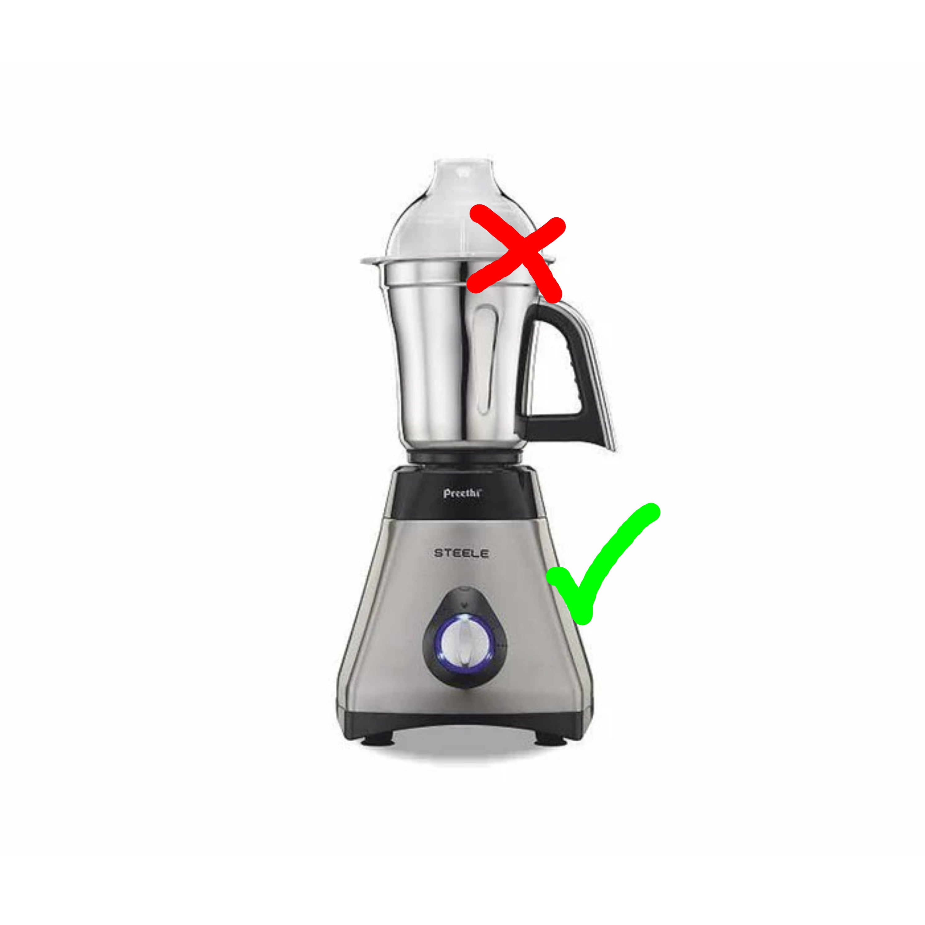 Preethi Steele Mixer Grinder Motor Unit (110V, 550W) - Base Only (Jars Not Included)