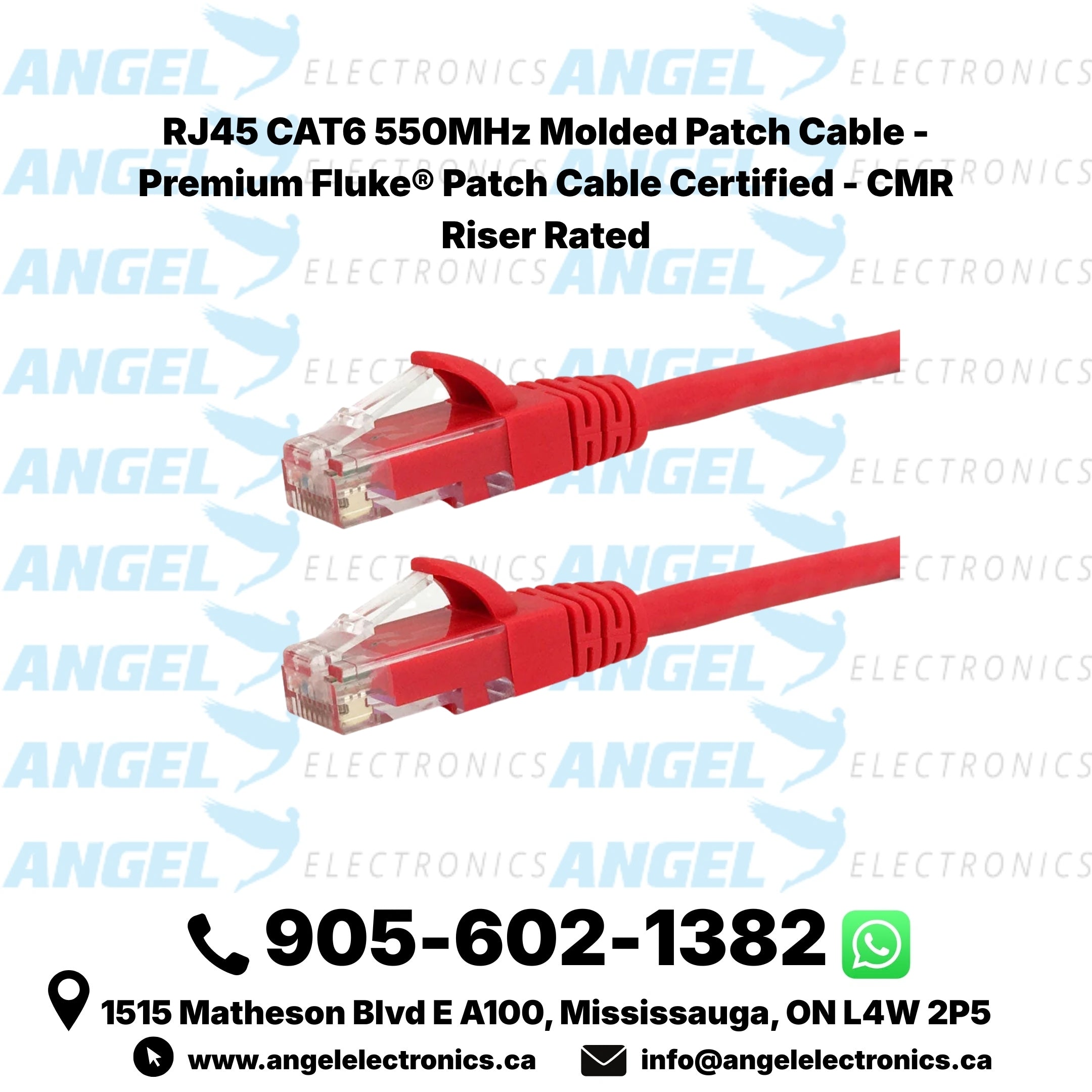 CAT6 550MHz RJ45 Molded Patch Cable – Pure Copper, Fluke Certified, CMR Riser Rated