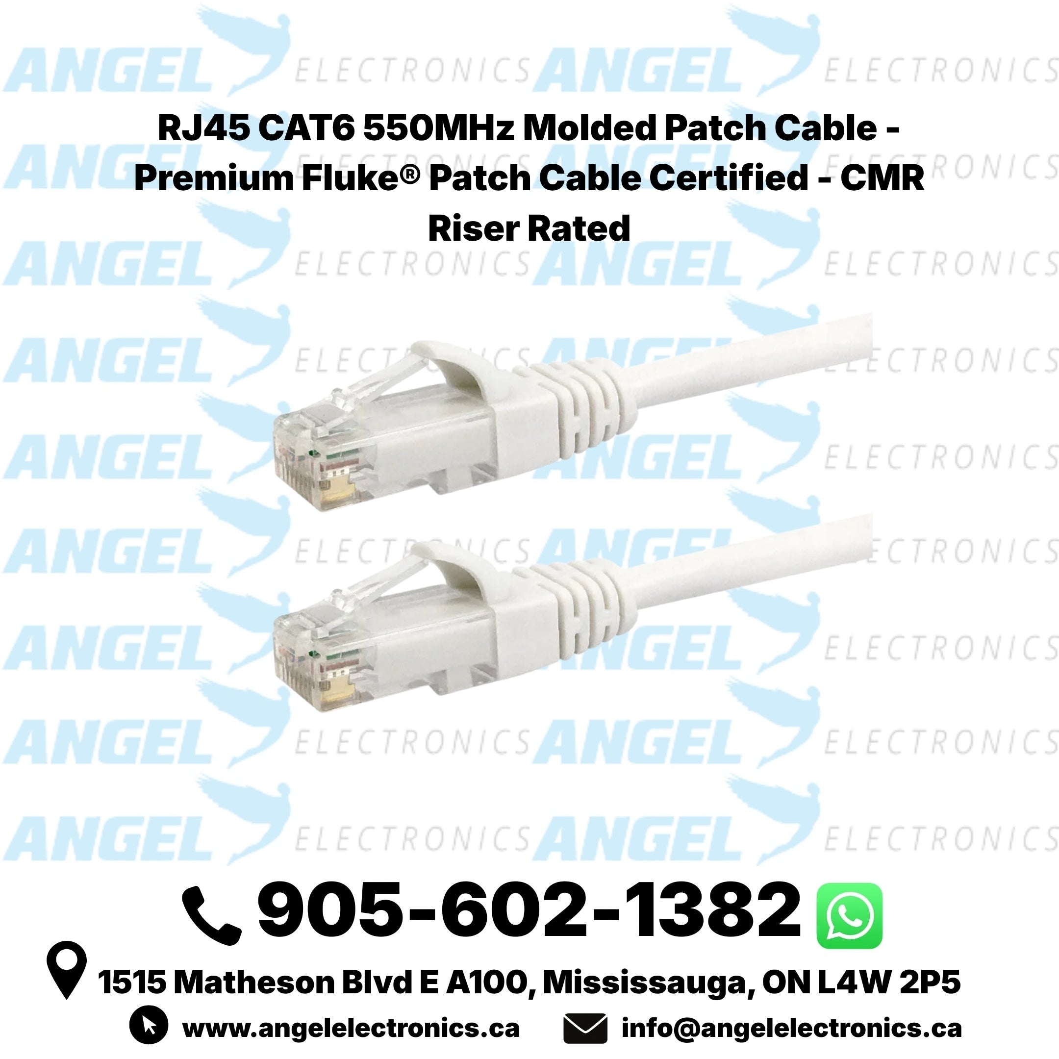 CAT6 550MHz RJ45 Molded Patch Cable – Pure Copper, Fluke Certified, CMR Riser Rated