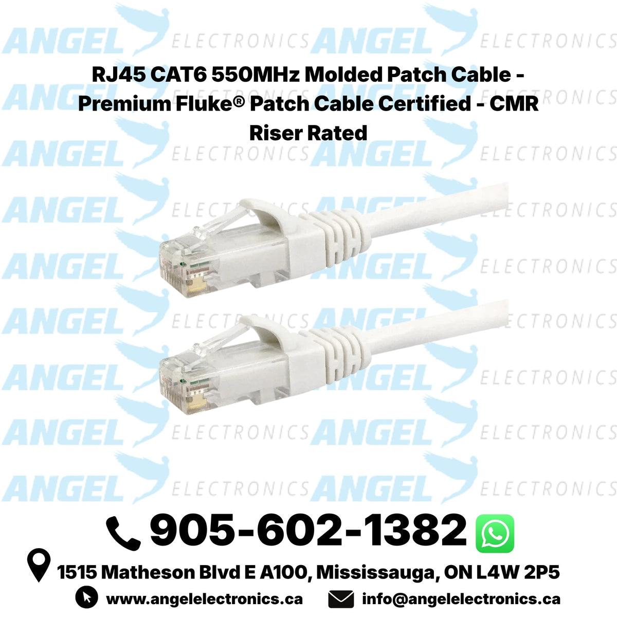 CAT6 550MHz RJ45 Molded Patch Cable – Pure Copper, Fluke Certified, CMR Riser Rated