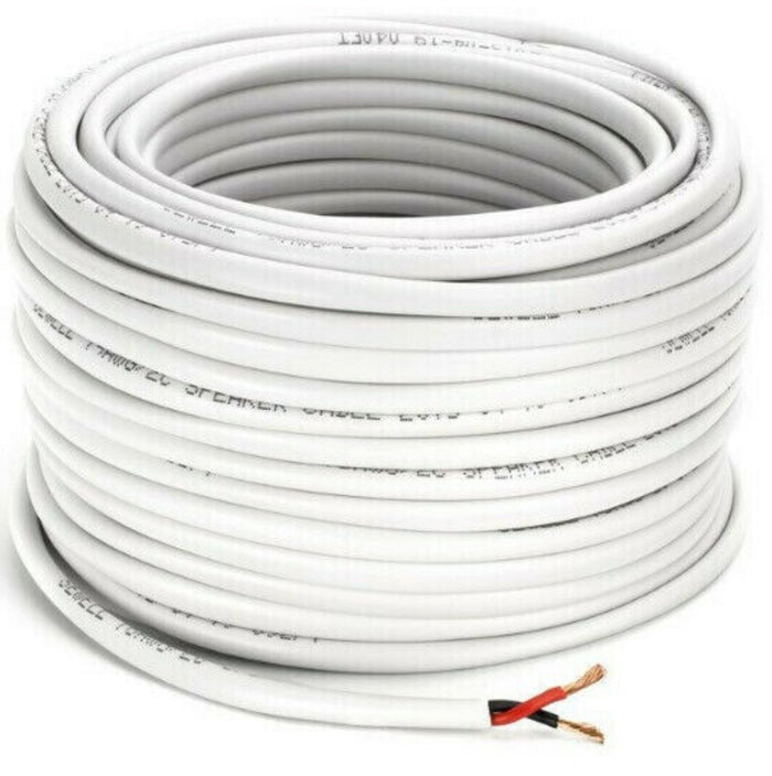 50 FEET 14 AWG IN WALL FT4 SPEAKER WIRE / CABLE WHITE OXYGEN-FREE