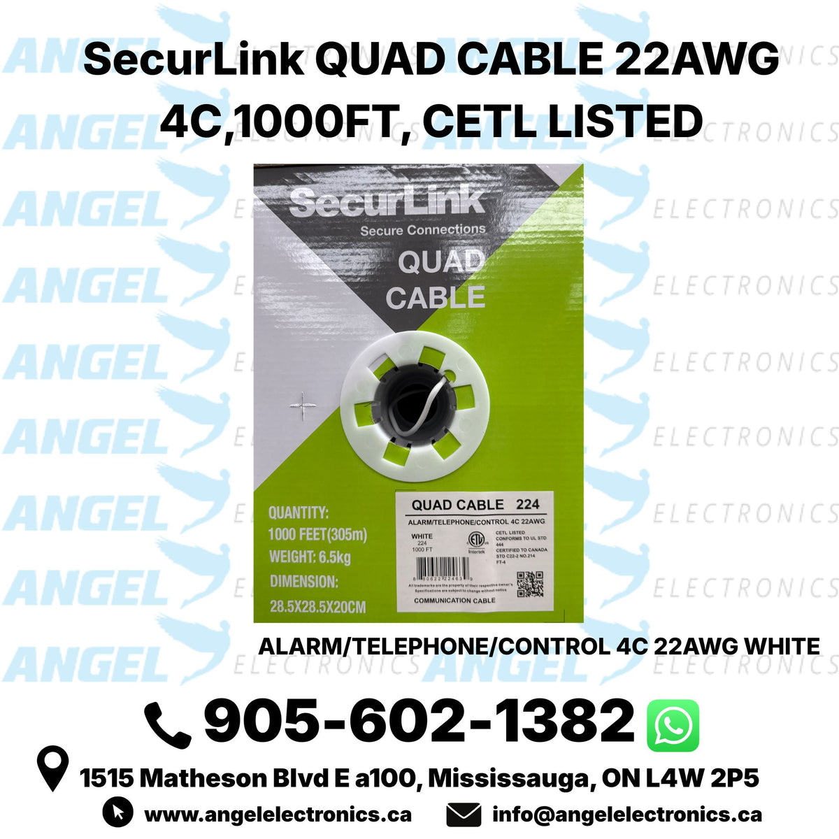 SecurLink Phone/Alarm Quad Cable - 22 AWG X 4 (1000 ft/305 m Box)