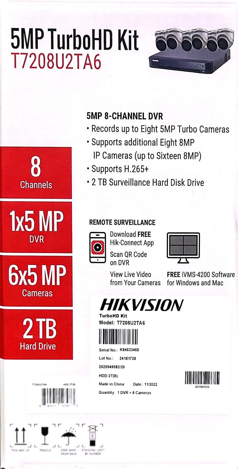 Hikvision T7208U2TA6 TurboHD 7-Piece Kit