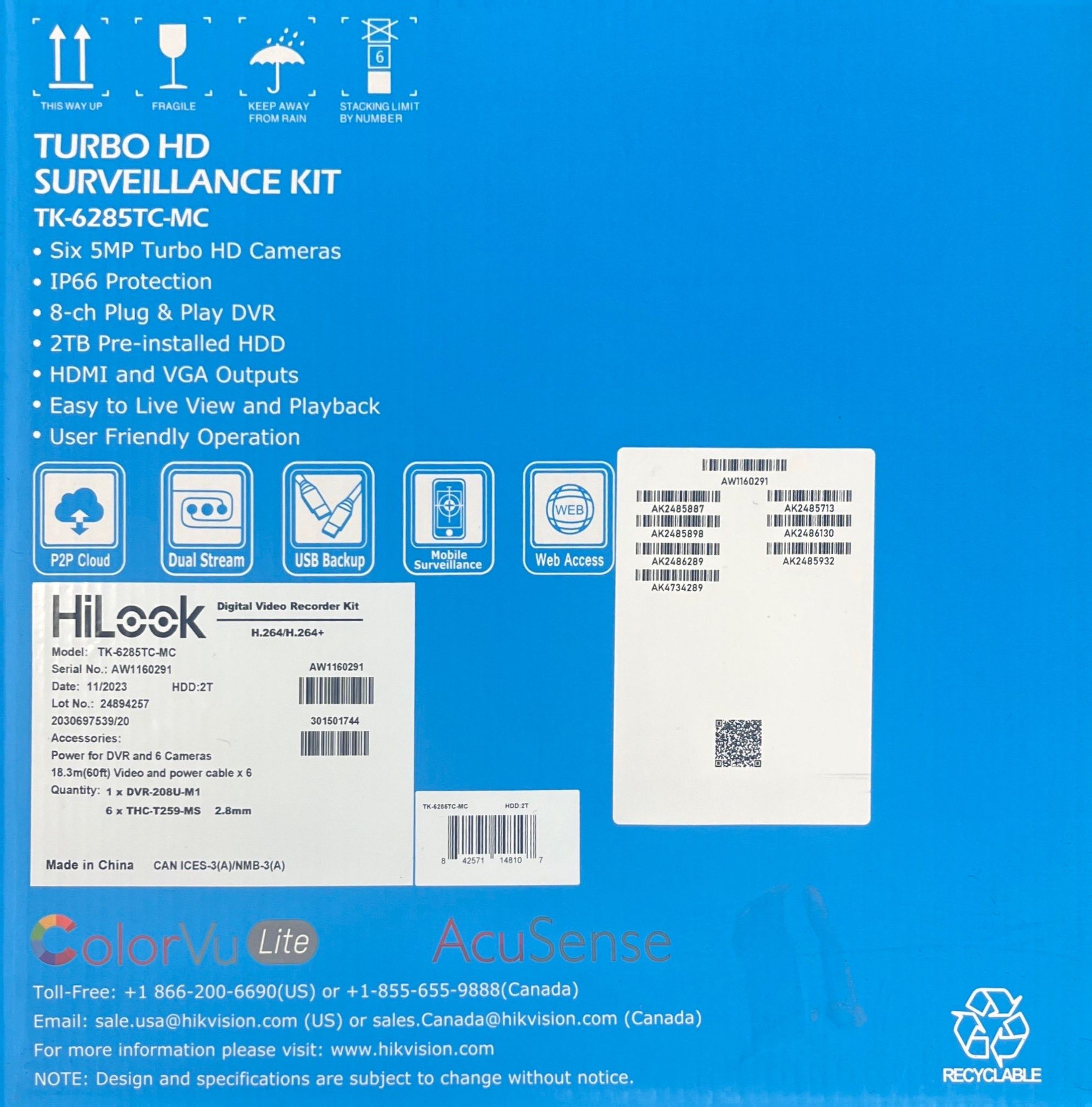 HiLook TK-6285TC-MC 8-Channel 5MP ColorVu Lite DVR Kit