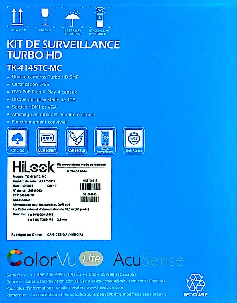 HiLook TK-4145TC-MC 4-Channel 5MP ColorVu Lite DVR Kit