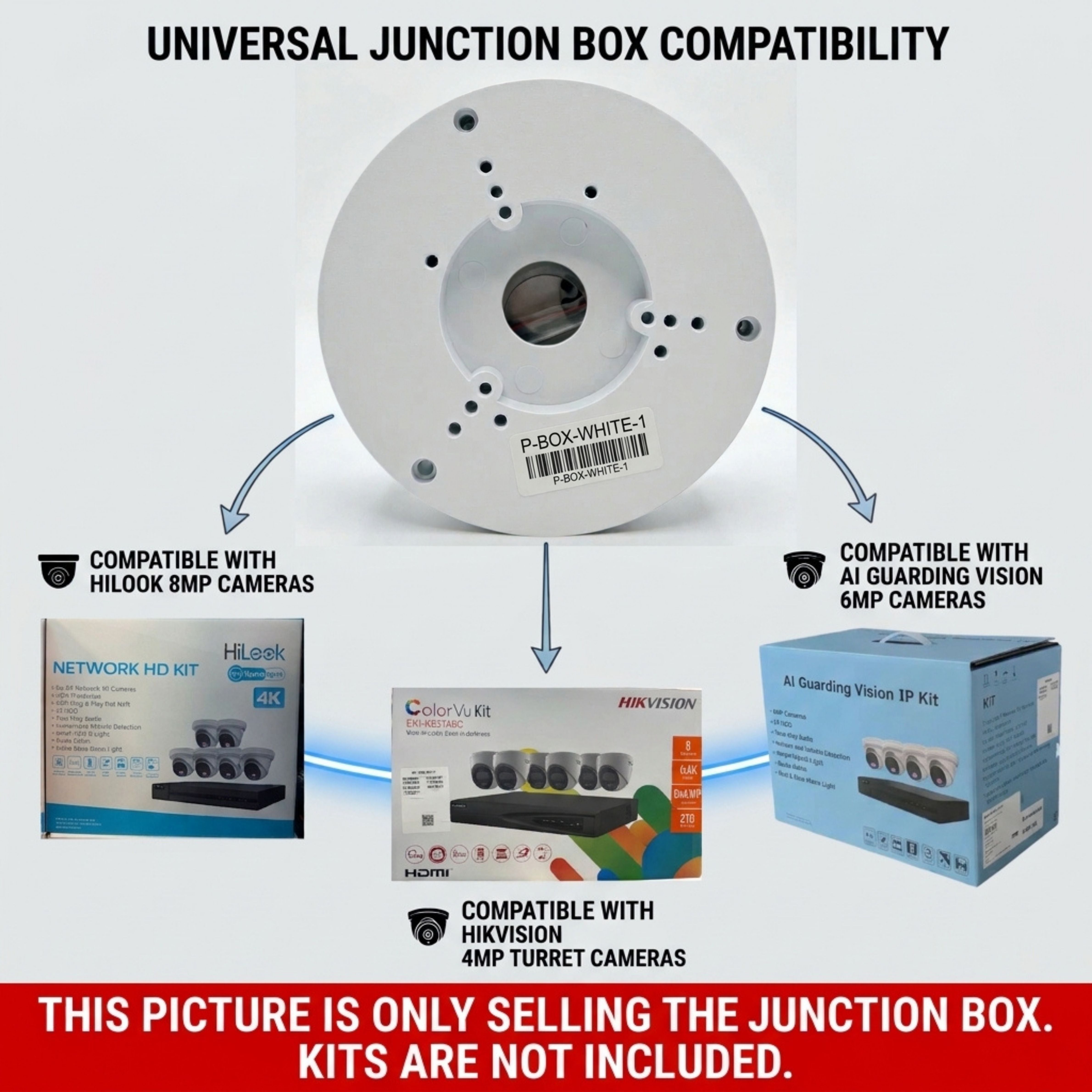 Universal Security Camera Junction Box - HiLook, Hikvision, AI Guarding Compatible