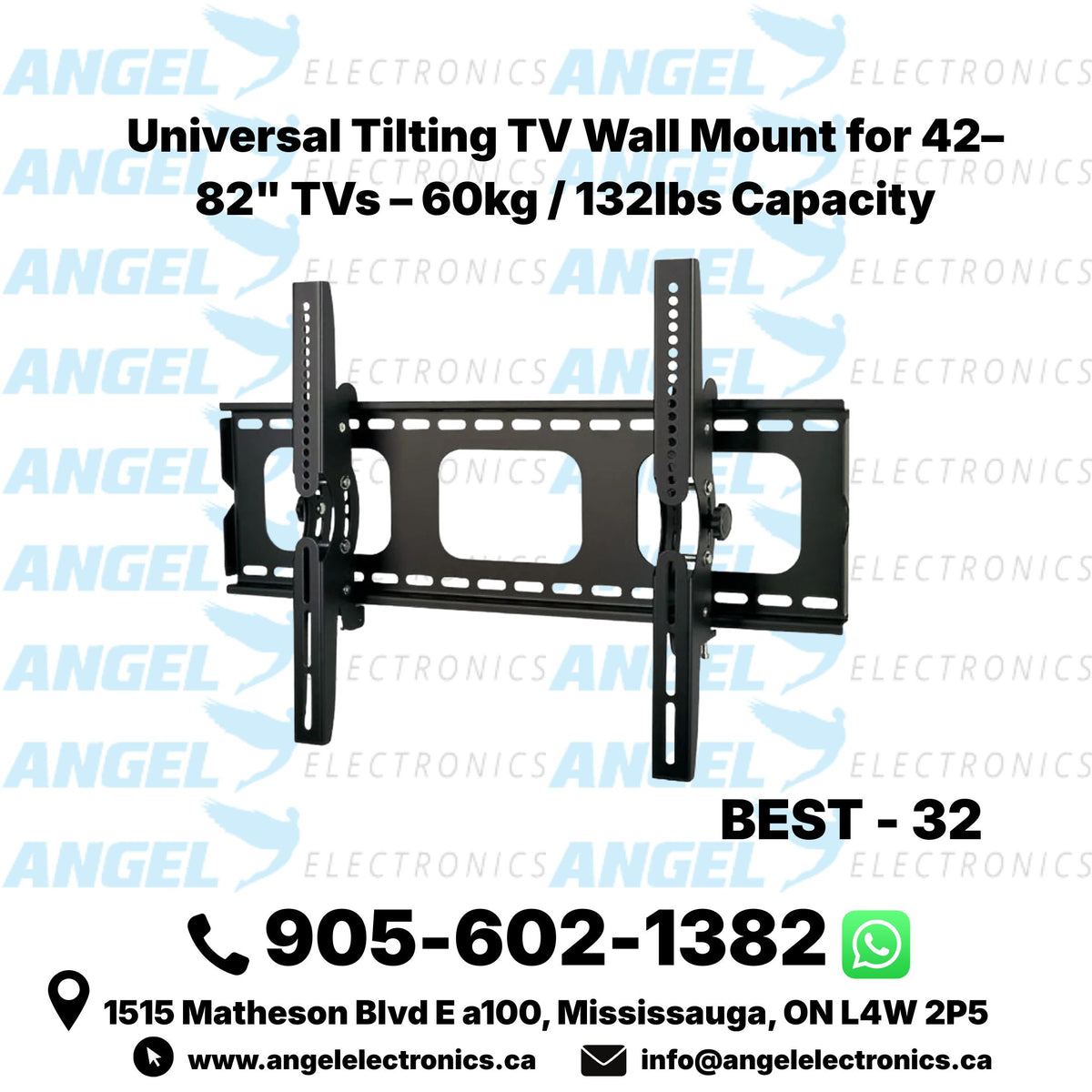 BEST-32 Universal Tilting TV Wall Mount for 42–82" TVs – 60kg / 132lbs Capacity