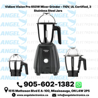 Vidiem Vision Pro 650W Mixer Grinder – 110V, UL Certified, 3 Stainless Steel Jars