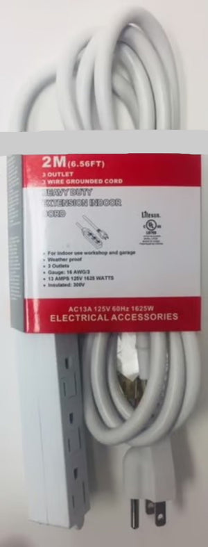 3‑Prong Indoor Extension Cord with Multiple Outlets