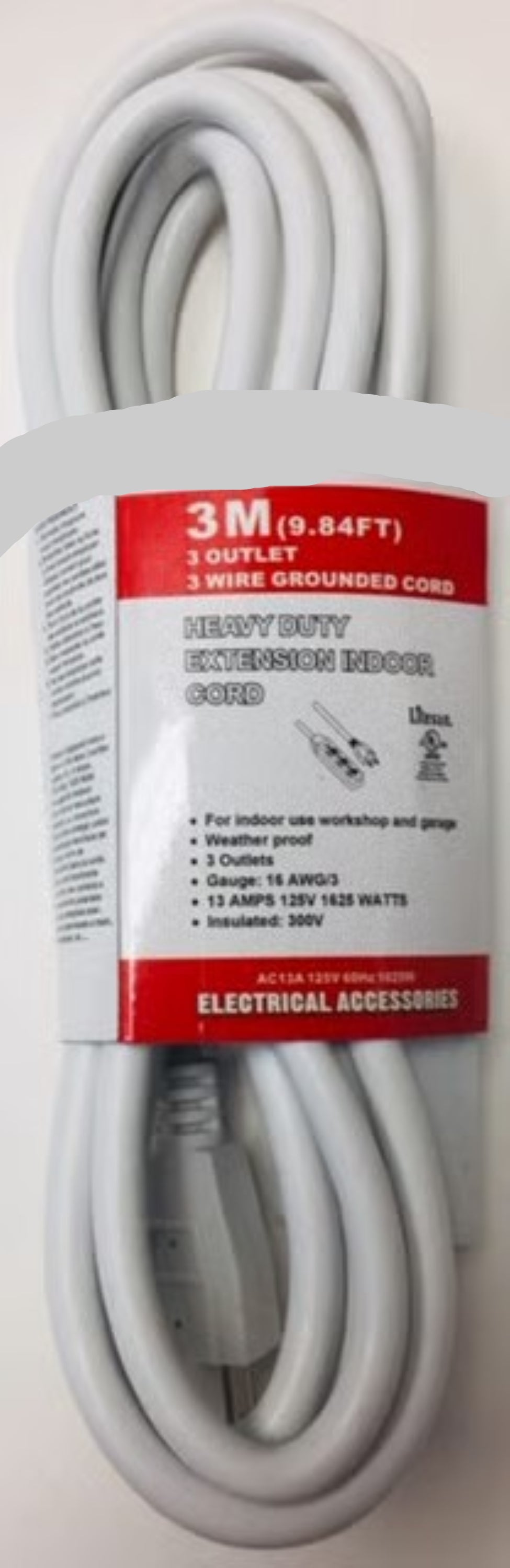 3‑Prong Indoor Extension Cord with Multiple Outlets