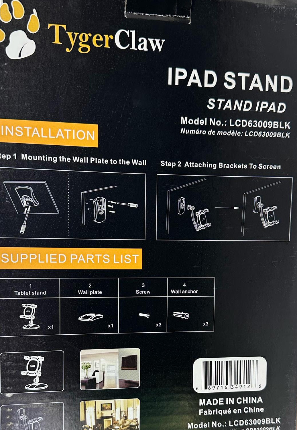 TygerClaw Foldable Tablet Stand for 7"–12" Tablets – 360° Rotating Adjustable Holder (Black)