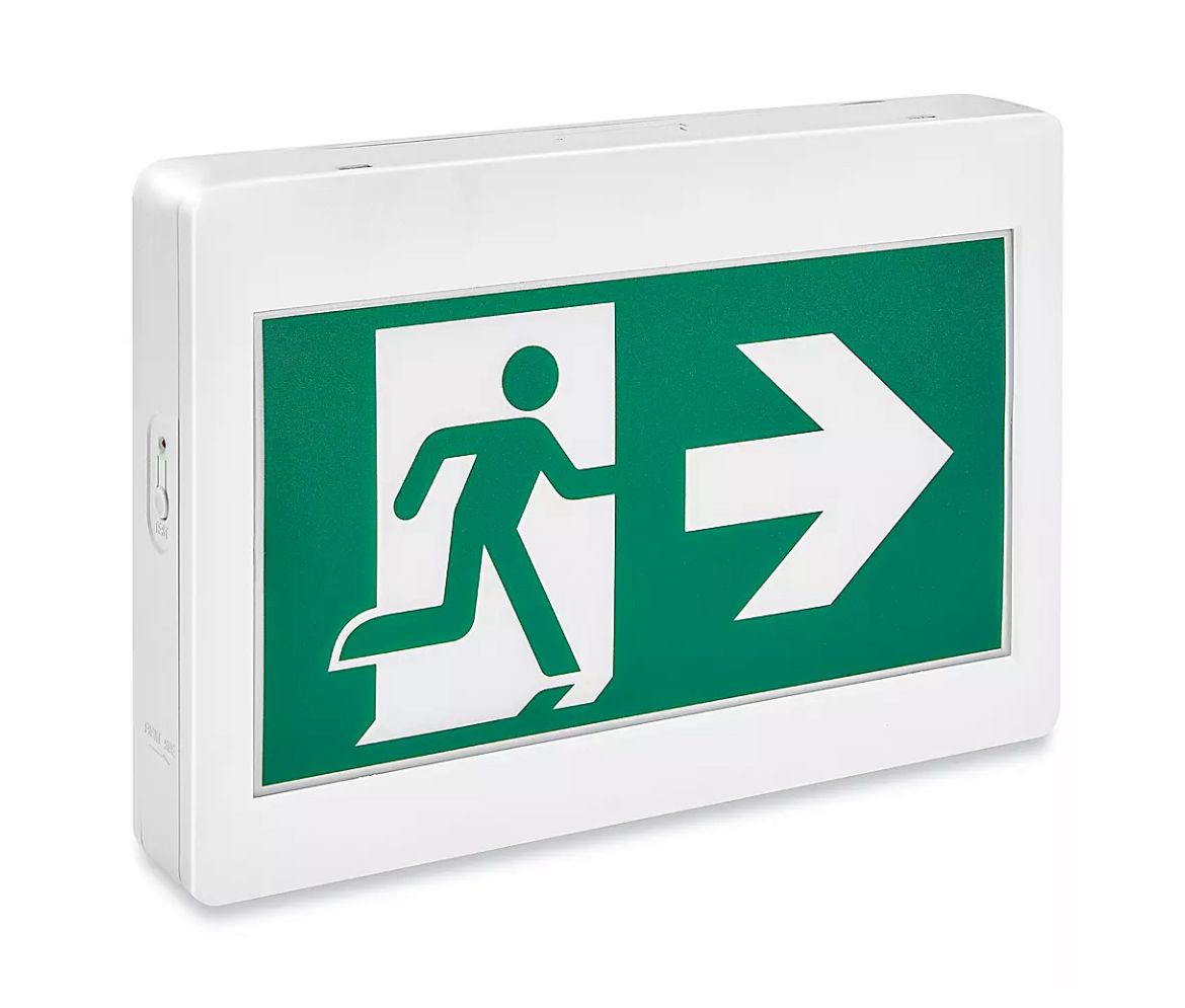 Running Man Hard‑Wired LED Exit Sign – Green, Plastic Housing