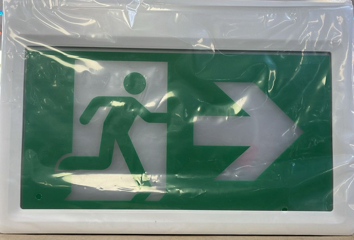 Running Man Hard‑Wired LED Exit Sign – Green, Plastic Housing