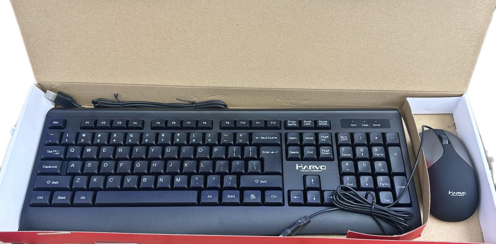 Marvo Touch Wisdom Wired USB Keyboard & Mouse Combo – Plug & Play for PC & Mac