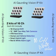 AI Guarding Vision 6MP Security System: 4/8/16 Channel NVR Kits with Active Deterrence Turret Cameras, Red/Blue Flashing Lights, Two-Way Audio, and 2TB/4TB HDD – Available in Black or White