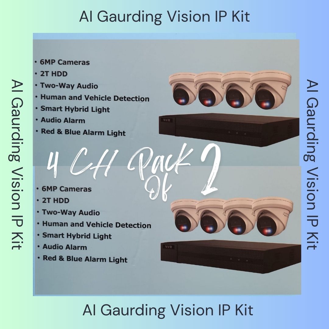 AI Guarding Vision 6MP Security System: 4/8/16 Channel NVR Kits with Active Deterrence Turret Cameras, Red/Blue Flashing Lights, Two-Way Audio, and 2TB/4TB HDD – Available in Black or White