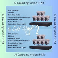 AI Guarding Vision 6MP Security System: 4/8/16 Channel NVR Kits with Active Deterrence Turret Cameras, Red/Blue Flashing Lights, Two-Way Audio, and 2TB/4TB HDD – Available in Black or White