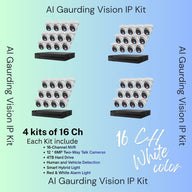AI Guarding Vision 6MP Security System: 4/8/16 Channel NVR Kits with Active Deterrence Turret Cameras, Red/Blue Flashing Lights, Two-Way Audio, and 2TB/4TB HDD – Available in Black or White