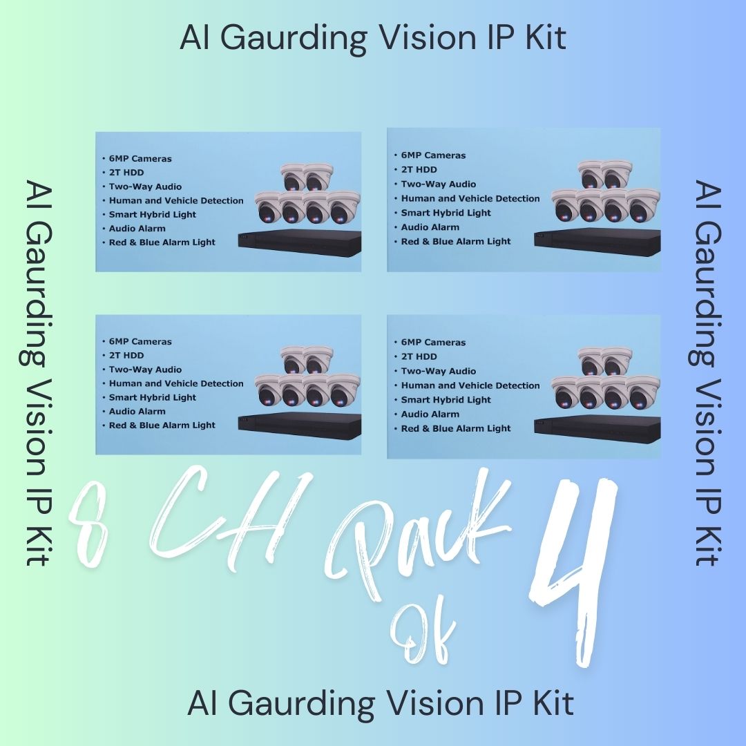 AI Guarding Vision 6MP Security System: 4/8/16 Channel NVR Kits with Active Deterrence Turret Cameras, Red/Blue Flashing Lights, Two-Way Audio, and 2TB/4TB HDD – Available in Black or White