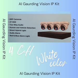AI Guarding Vision 6MP Security System: 4/8/16 Channel NVR Kits with Active Deterrence Turret Cameras, Red/Blue Flashing Lights, Two-Way Audio, and 2TB/4TB HDD – Available in Black or White