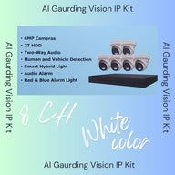 AI Guarding Vision 6MP Security System: 4/8/16 Channel NVR Kits with Active Deterrence Turret Cameras, Red/Blue Flashing Lights, Two-Way Audio, and 2TB/4TB HDD – Available in Black or White