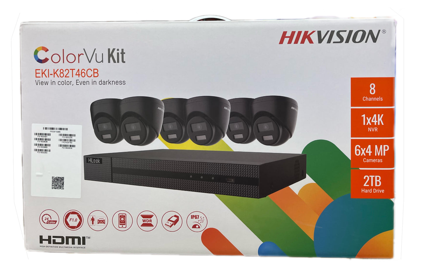Hikvision ColorVu 6 Camera 4MP Outdoor Security System | 8 Channel 4K NVR | EKI-K82T46C | USA & Canada