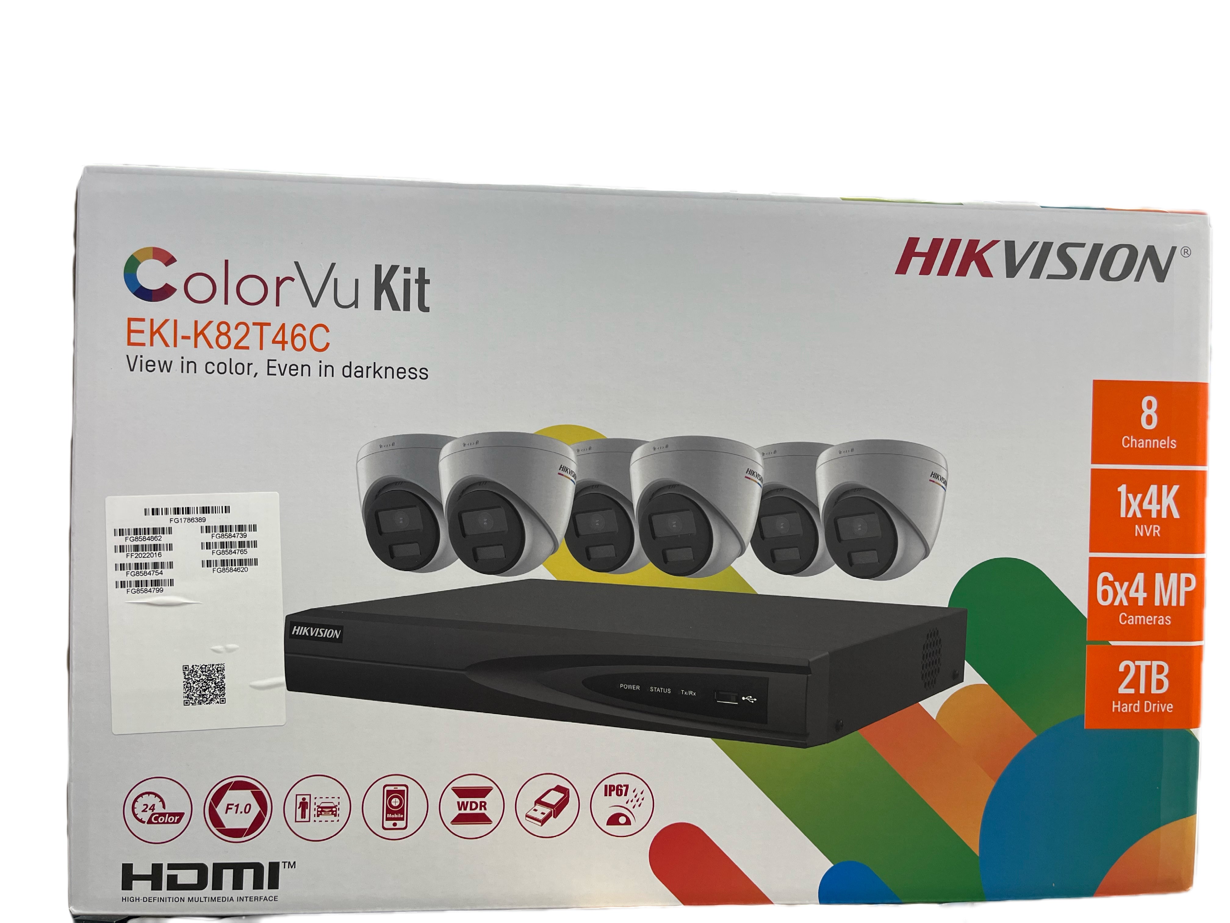 Hikvision ColorVu 6 Camera 4MP Outdoor Security System | 8 Channel 4K NVR | EKI-K82T46C | USA & Canada