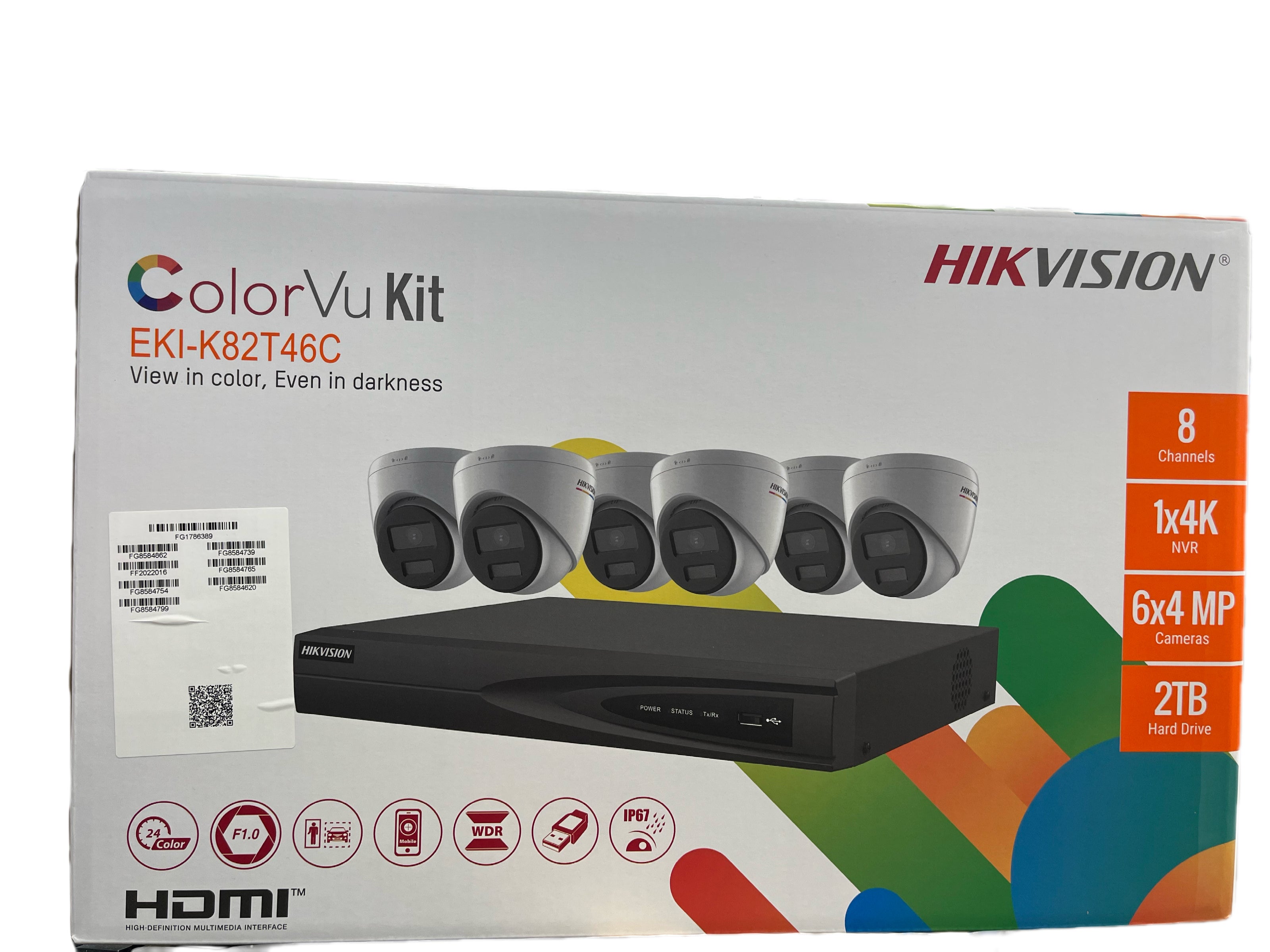 Hikvision ColorVu 6 Camera 4MP Outdoor Security System | 8 Channel 4K NVR | EKI-K82T46C | USA & Canada