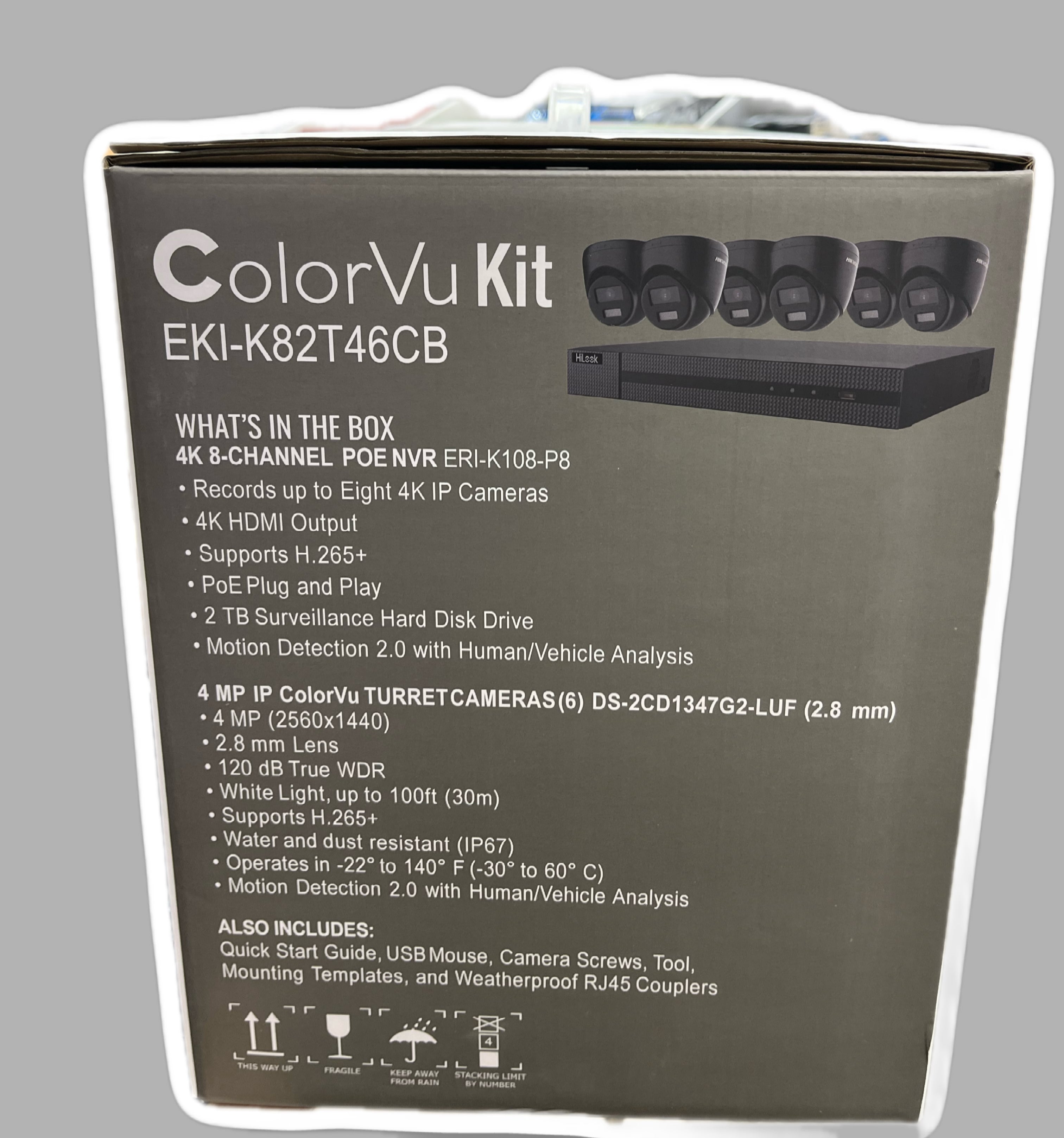 Hikvision ColorVu 6 Camera 4MP Outdoor Security System | 8 Channel 4K NVR | EKI-K82T46C | USA & Canada
