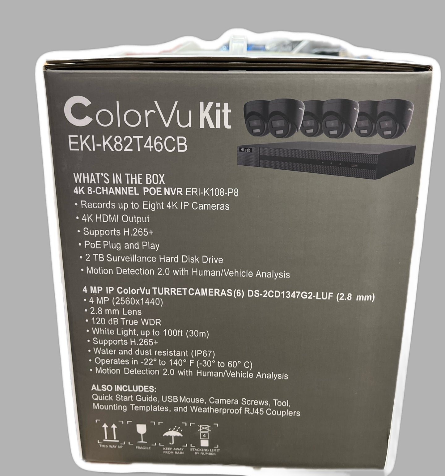 Hikvision ColorVu 6 Camera 4MP Outdoor Security System | 8 Channel 4K NVR | EKI-K82T46C | USA & Canada