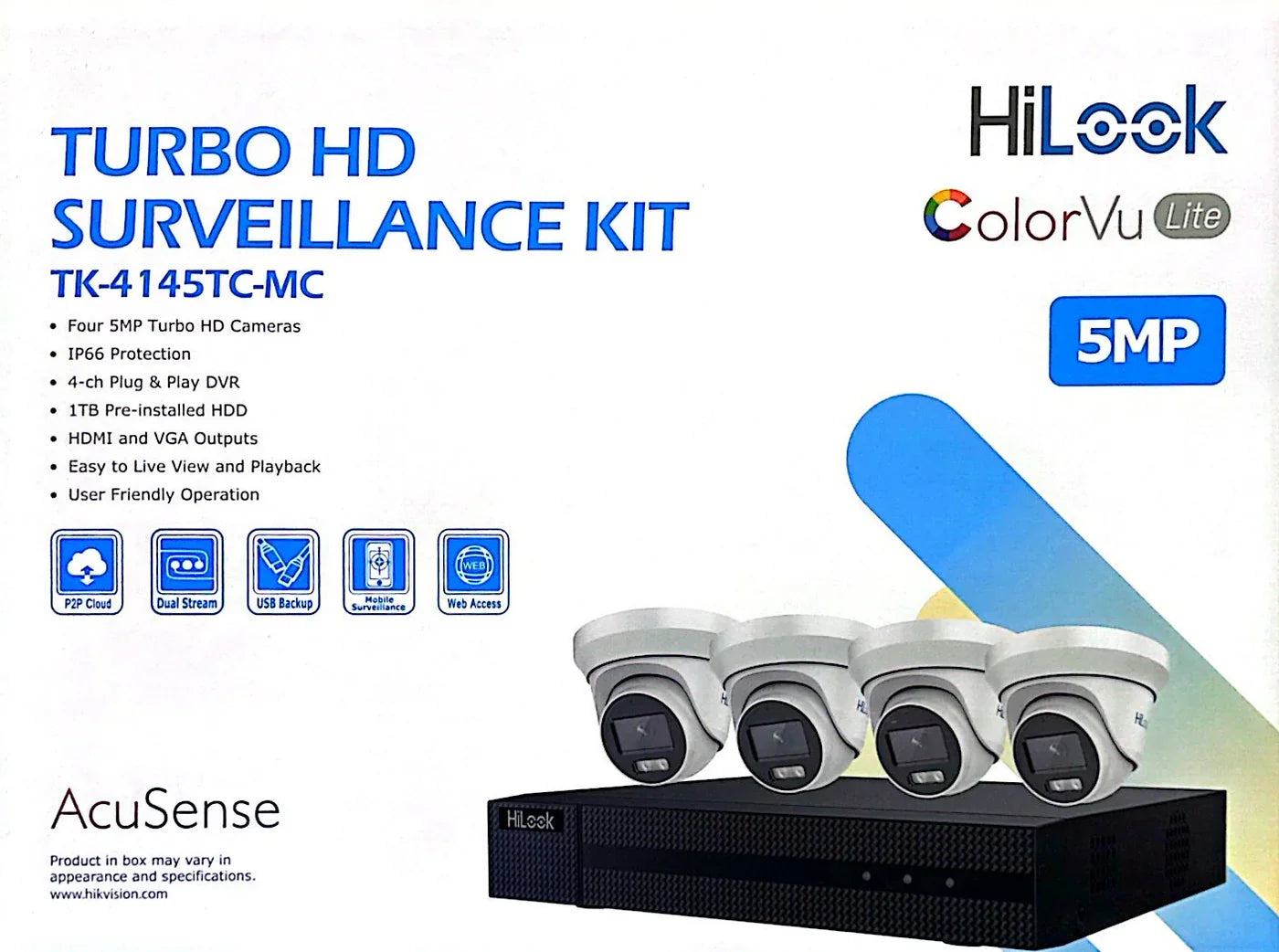 HiLook 5MP ColorVu Lite DVR Security Camera Kit | 4 Channel & 8 Channel CCTV System with HDD | Models TK-4145TC-MC & TK-6285TC-MC