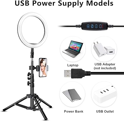 Rovtop 10" LED Ring Light with Tripod Stand & Phone Holder – Dimmable Selfie Light for Makeup, Photography & Live Streaming