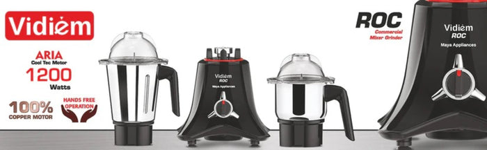 Vidiem ROC 1200W / 110V Commercial Residential Mixer Grinder, Stainless Steel Jars - Indian Mixer Grinder, Spice & Coffee grinder Jar for use in Canada / USA