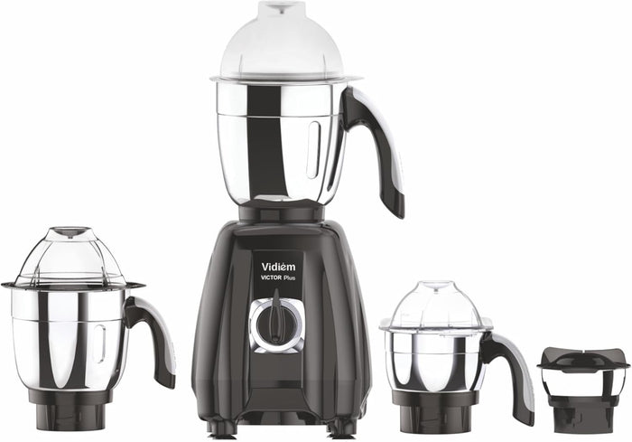 Vidiem Victor Plus Mixer Grinder 110V – 650W UL Certified Motor – 4 Stainless Steel Jars – For Canada & USA – Durable ABS Body, Self-Locking Jars – Wet & Dry Grinding