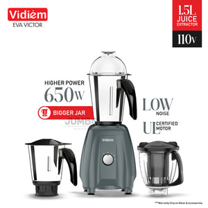 Vidiem Eva VICTOR 650W / 110V Stainless Steel Jars - Indian Mixer Grinder, Spice & Coffee grinder for use in Canada / USA