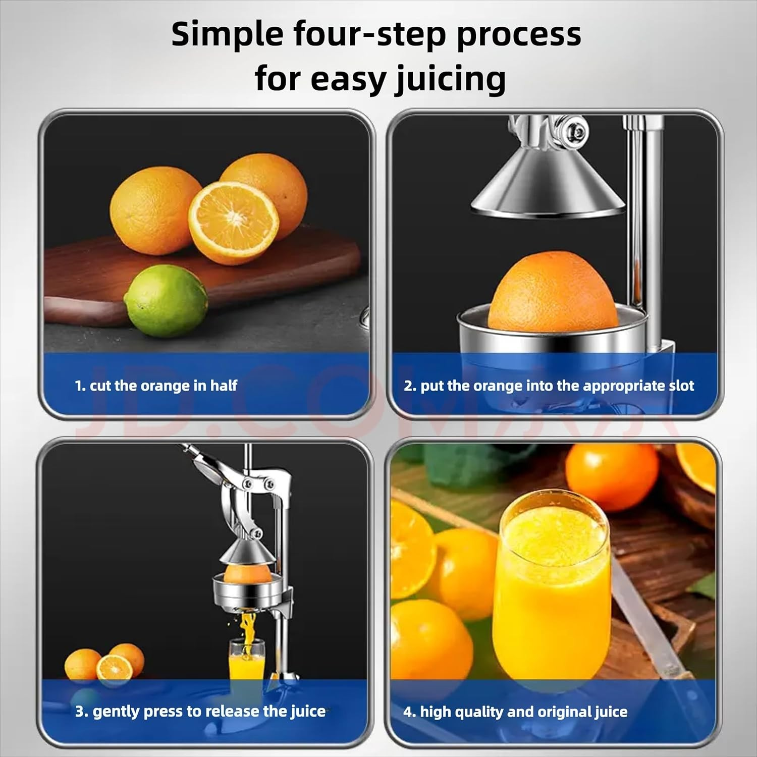 Hand-operated, long-handled manual press tool,Stainless Steel Manual Juicer for home and commercial, Orange pomegranate Juice, convenient extractor Squeezer Tool, professional juicer