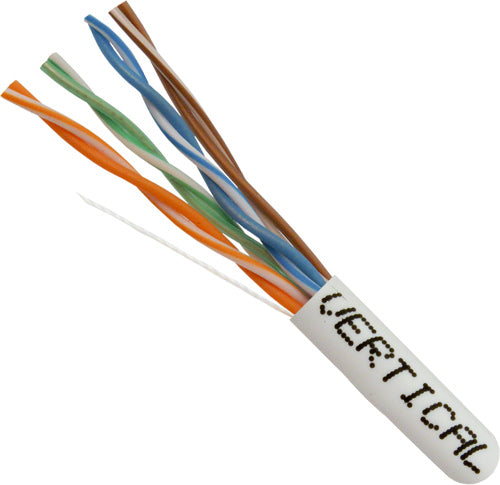 Vertical cable Category-5E, 24AWG, UTP, 8C Solid Bare Copper, 350MHz, Riser  Rated, PVC Jacket, White, 1000ft. Pull Box (1000 ft/300 m Box)