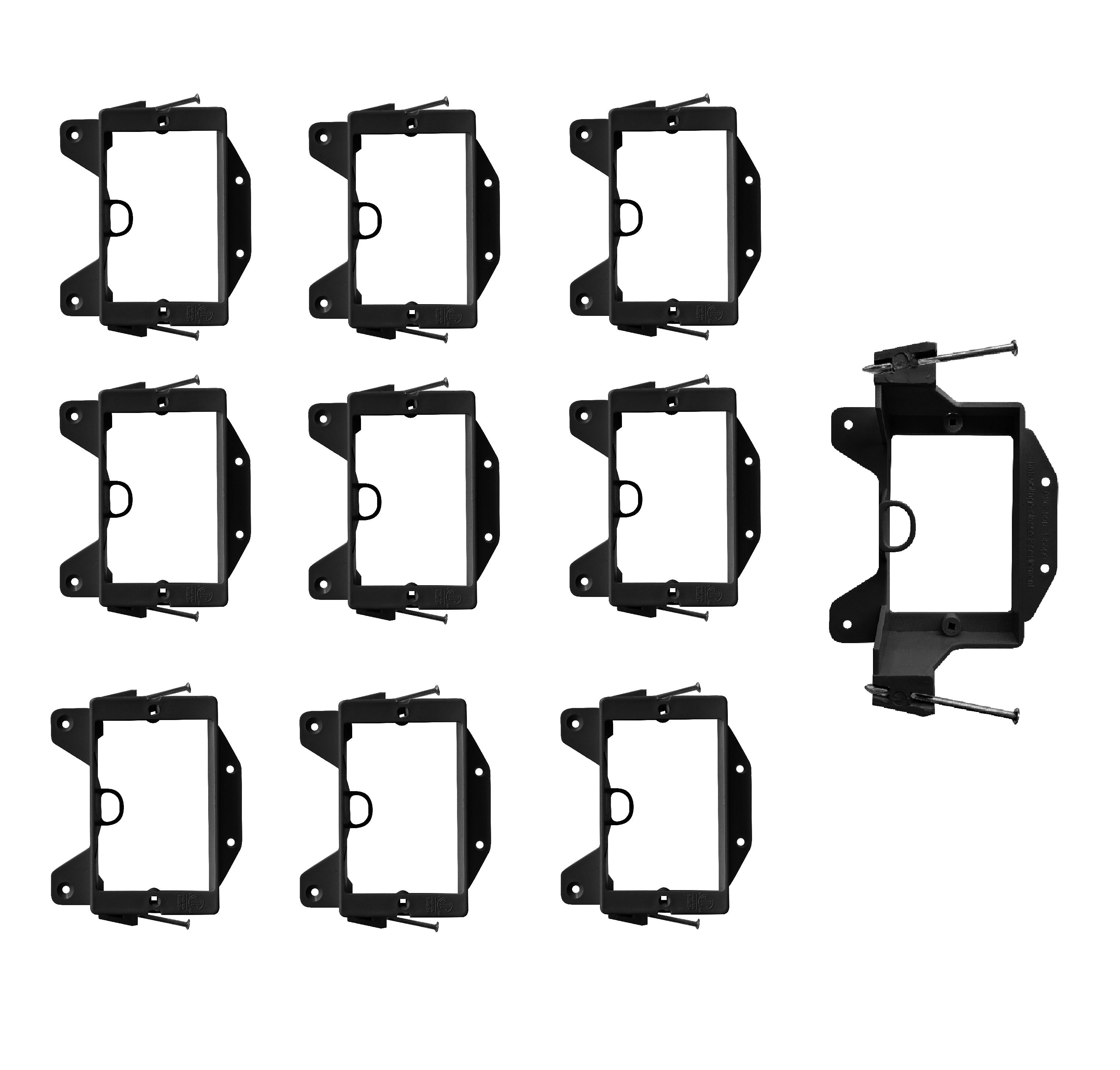 BestMounts - Low Voltage Nail-ON Mounting Bracket LVN1 1 Gang Multipurpose New Construction – (100 Pack, Black)