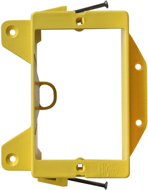 Low Voltage Nail-ON Mounting Bracket 1 Gang Multipurpose New Construction LVN1  – (100 Pack, Yellow)
