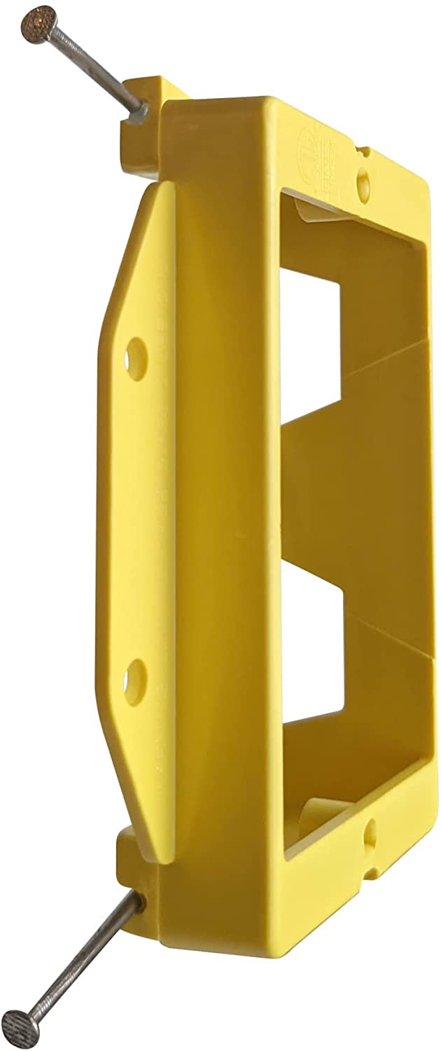 Low Voltage Nail-ON Mounting Bracket 1 Gang Multipurpose New Construction LVN1  – (100 Pack, Yellow)