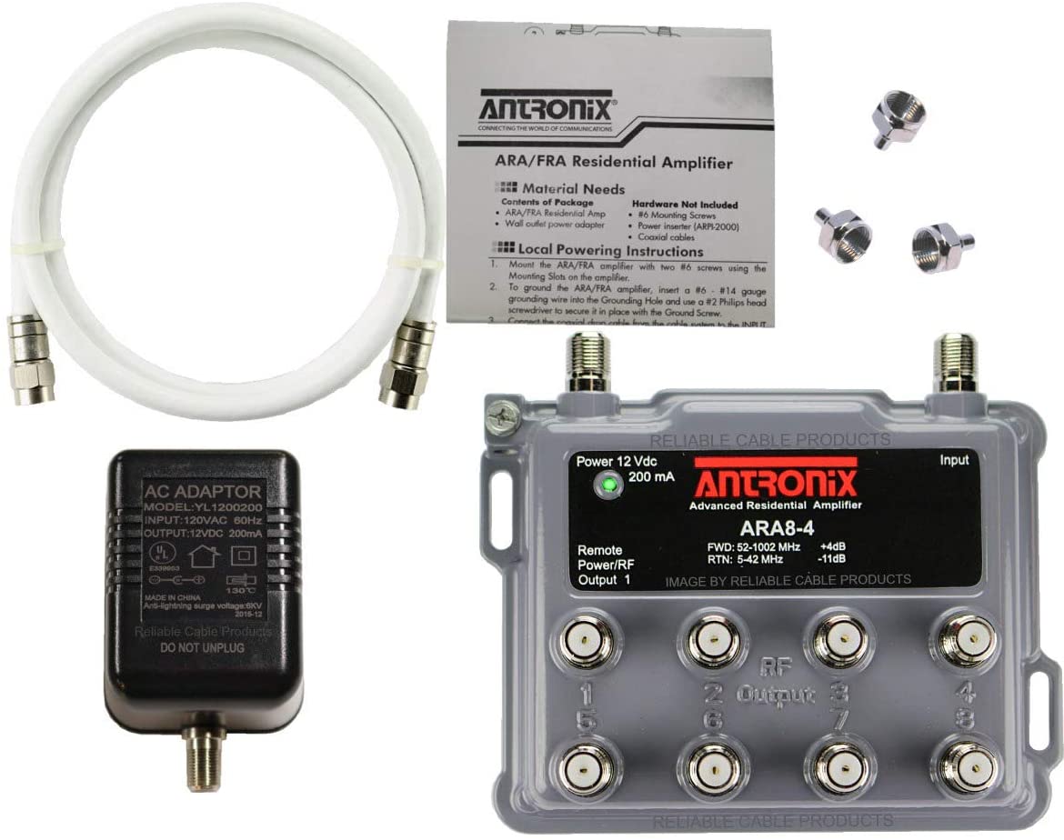 Antronix 8-Port Advanced Residential Amplifier,+3.8dB forward gain, passive return, CamPort, power adaptor included