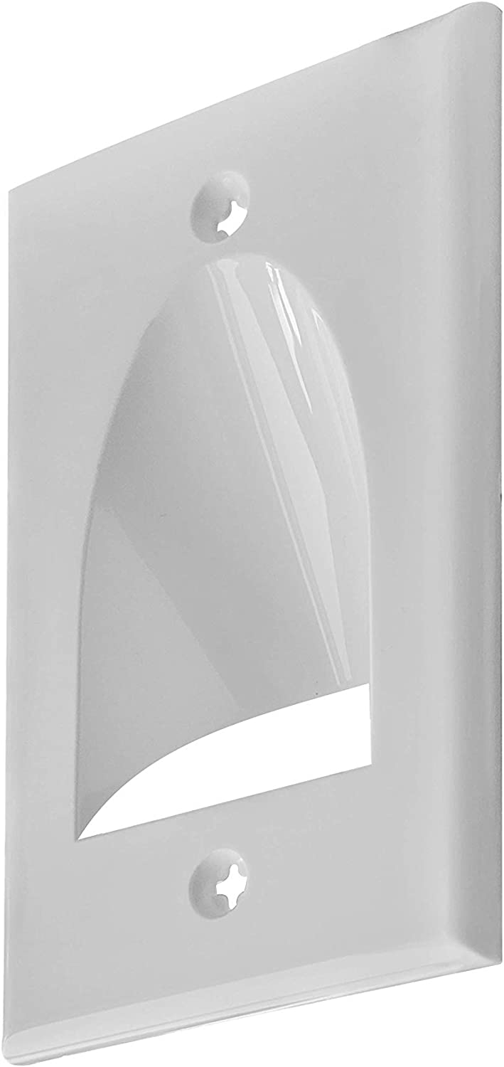 TV Cord Hider for Wall Mounted TV - White Cable Management Kit Hides TV Wires Behind The Wall -In Wall Cable Management 1-Gang Low Voltage Cable Plate with Mounting Bracket ETL Listed (2-Pack, White)