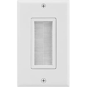 Cable Pass-through Wall Plate, Brush Style, Single Gang Decora - White