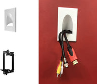 BestMounts In Wall Cable Management 1-Gang Recessed Snap ON Low Voltage Cable Plate with Mounting Bracket ETL Listed  (1-Pack, White)