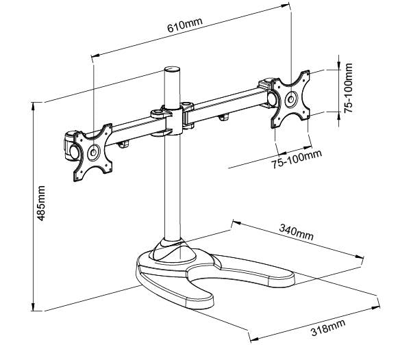Best Mounts Freestanding Desk Mount for Dual Monitors (BDM-202)