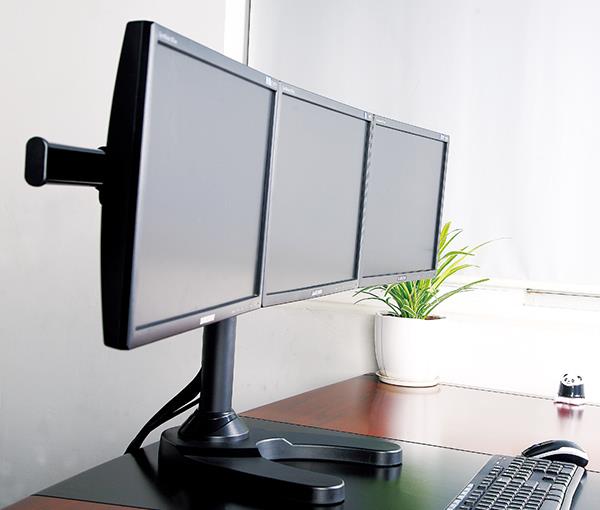 BestMounts Triple Monitor Mount Stand Free Standing Mount Option Supports up to 13-27 inches (BDM-3045)