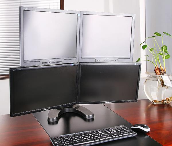BestMounts 4-Monitor free standing with Adjustable Height -Monitor Arm Mount fits up to 4 Screens (BDM-404)
