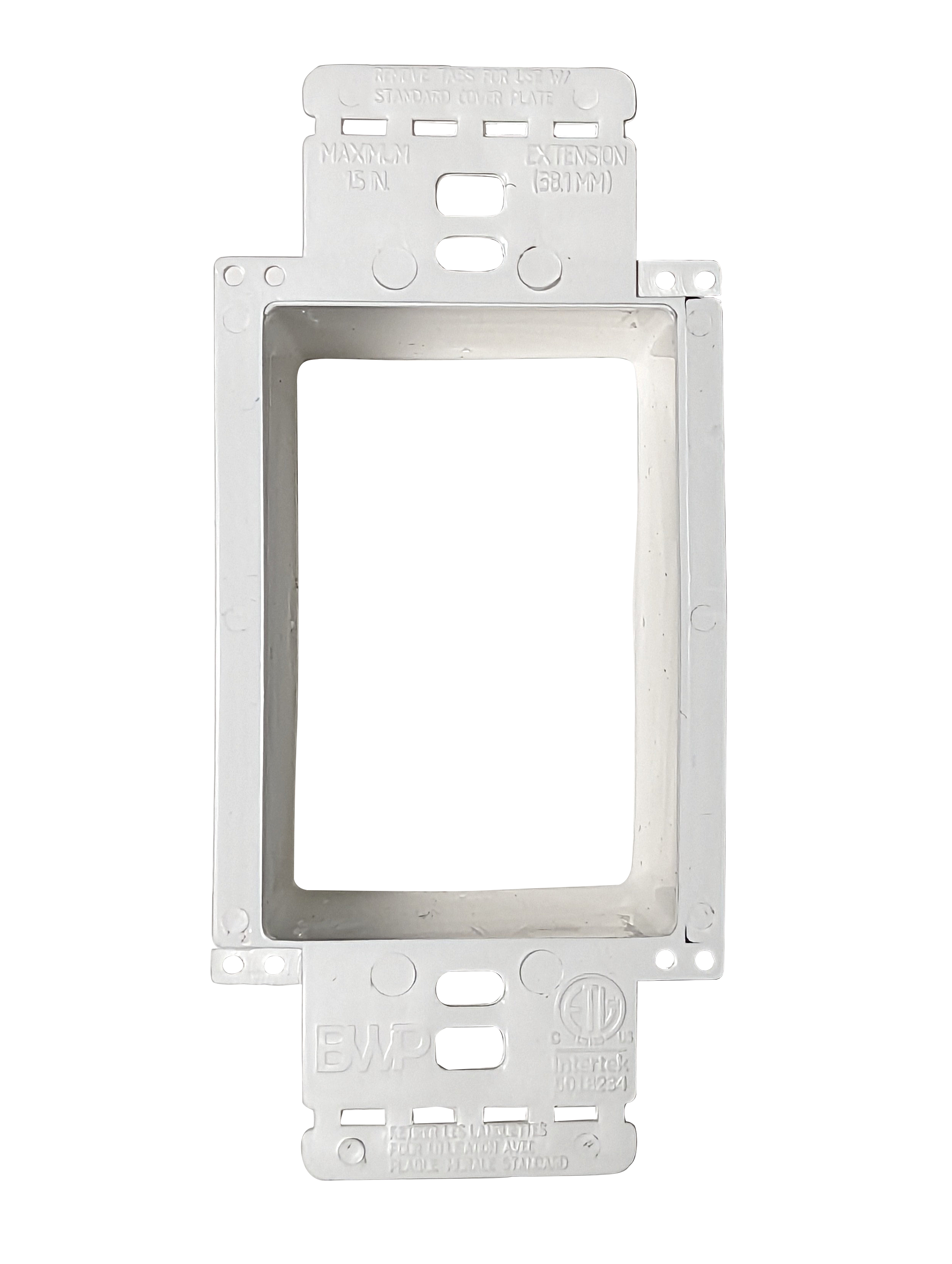 BestMounts Multi-Gang Non-Metallic Electrical Box Extender - White, (2-Pack) with 6-32 Flat Head screws